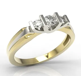 Pierścionek zaręczynowy z żółtego i białego złota z brylantami LP-8224ZB