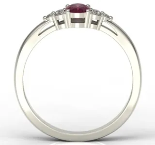 Pierścionek z białego złota z rubinem i diamentami LP-88B