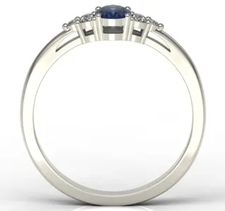 Pierścionek z białego złota z szafirem i diamentami LP-88B