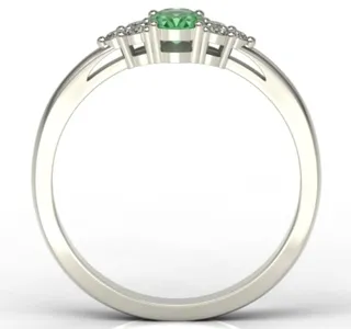 Pierścionek z białego złota ze szmaragdem i diamentami LP-88B