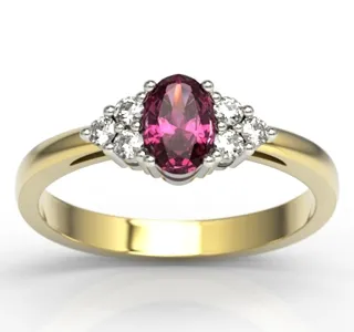 Pierścionek z żółtego i białego złota z rubinem i diamentami LP-88ZB
