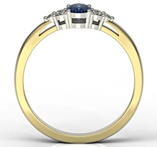 Pierścionek z żółtego i białego złota z szafirem i diamentami LP-88ZB