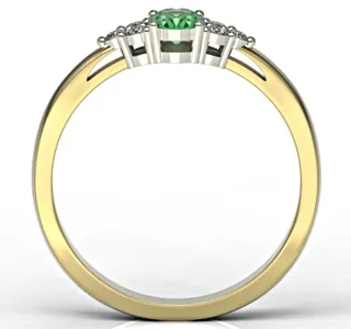 Pierścionek z żółtego i białego złota ze szmaragdem i diamentami LP-88ZB
