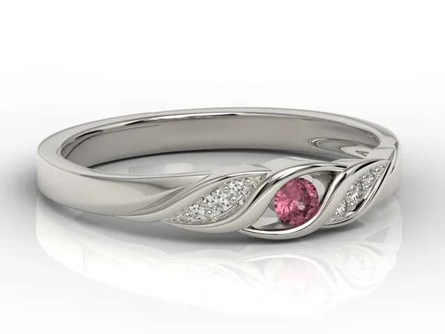 Pierścionek z białego złota z rubinem i diamentami AP-51B