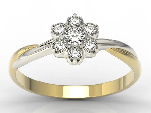 Pierścionek z żółtego i białego złota z brylantami AP-68ZB