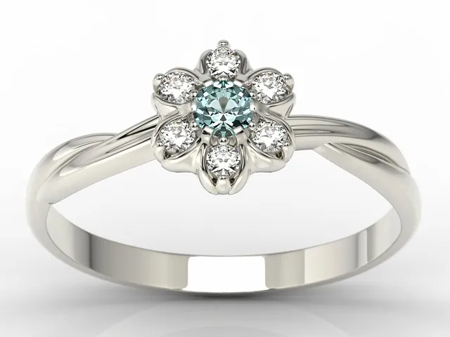 Pierścionek z białego złota ze topaz Swarovski Ice Blue i brylantami AP-68B