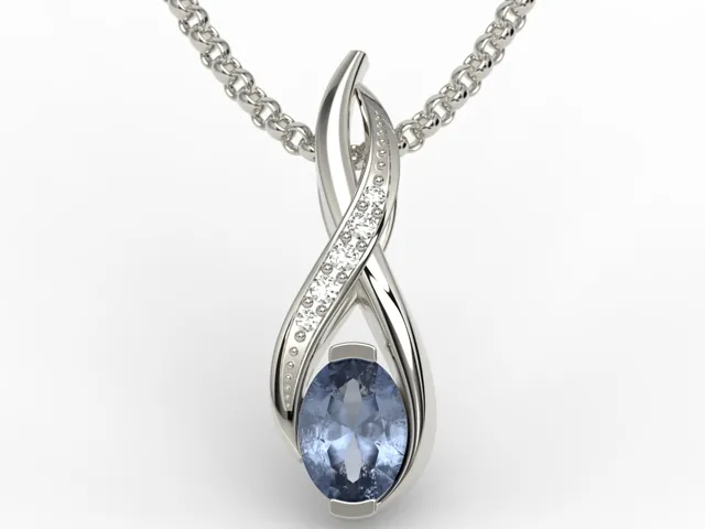 Wisiorek z białego złota z szafirem i brylantami APW-69B