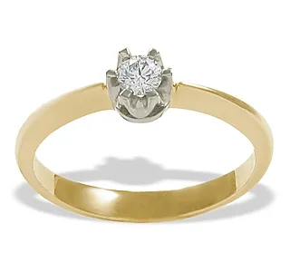 Pierścionek zaręczynowy z żółtego i białego złota z diamentem 0,12 ct wzór AP-1012ZB