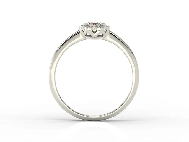 Pierścionek z białego złota z rubinem i diamentami JP-87B