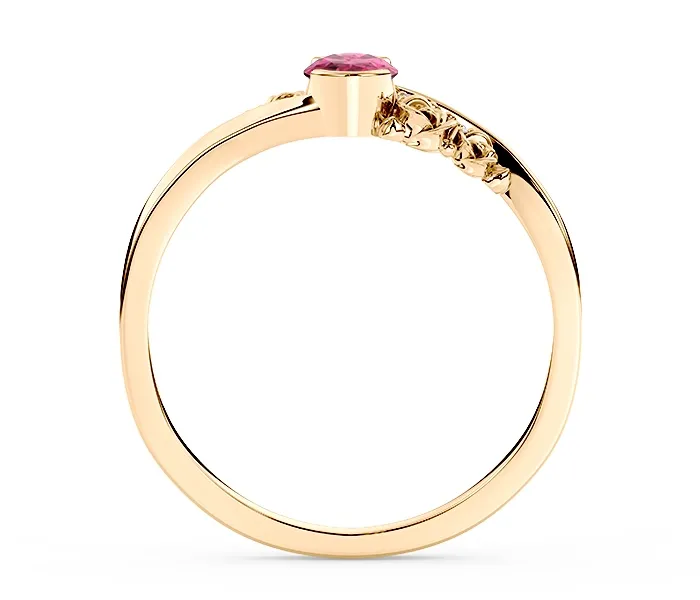 Pierścionek z żółtego złota AP-39Z z rubinem i cyrkoniami