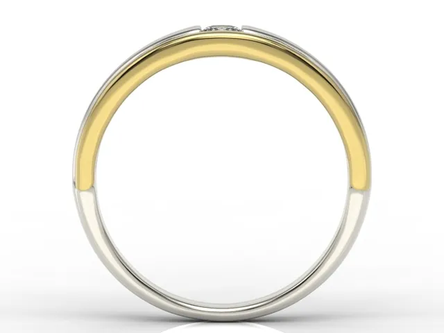 Pierścionek zaręczynowy z białego i żółtego złota z diamentem JP-8810BZ