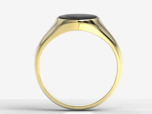 Sygnet z żółtego złota z onyksem w kształcie owalnej płytki SJ-19Z