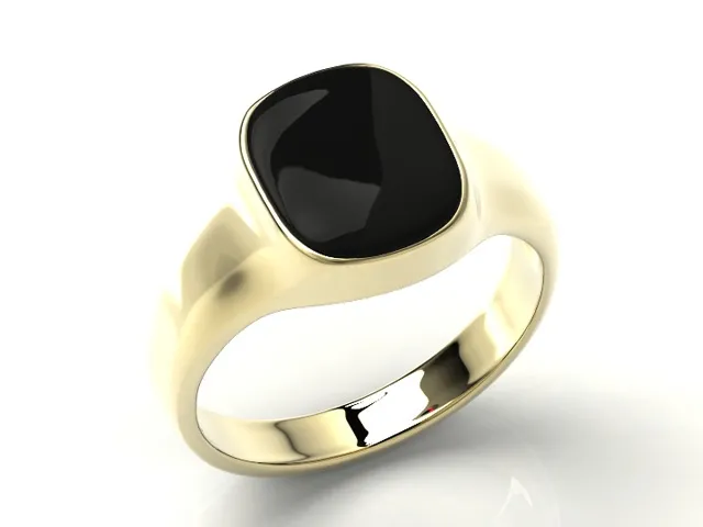 Sygnet z żółtego złota z onyksem płytka w kształcie "telewizorka" SJ-22Z