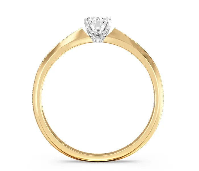 Pierścionek zaręczynowy z żółtego i białego złota z brylantem, model AP-3616ZB