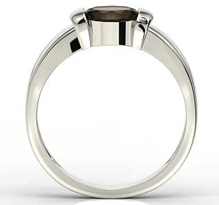 Pierścionek z białego złota z kwarcem dymnym AP-67B-KWA