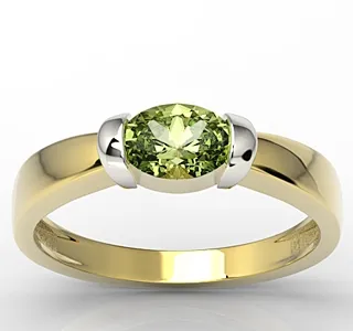 Pierścionek z żółtego i białego złota z oliwin AP-67ZB-OLI