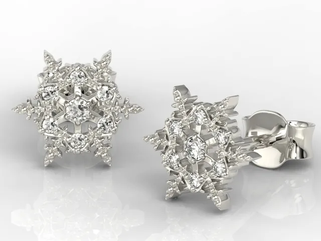 Kolczyki śnieżynki z białego złota z cyrkoniami LPK-8609B-C