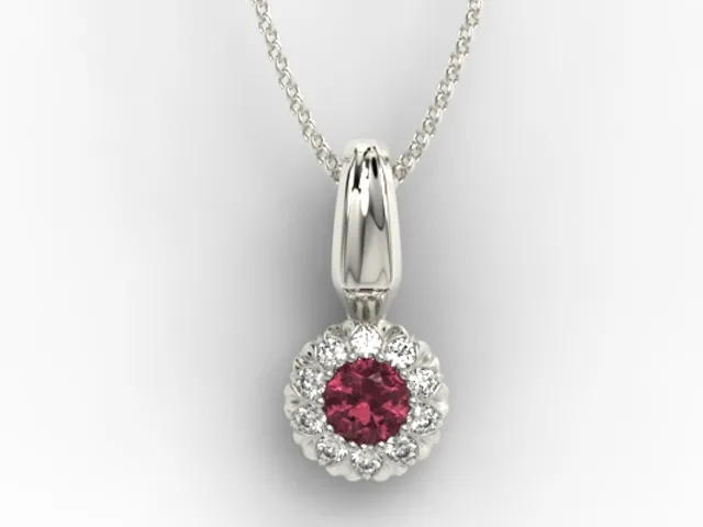 Wisiorek z białego złota APW-42B-C z rubinem i cyrkoniami