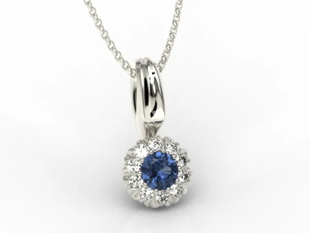 Wisiorek z białego złota APW-42B-C z szafirem i cyrkoniami