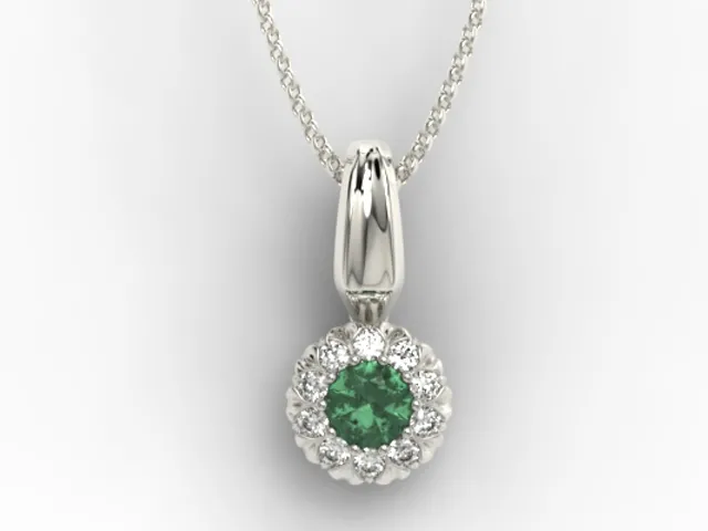 Wisiorek z białego złota APW-42B-C ze szmaragdem i cyrkoniami