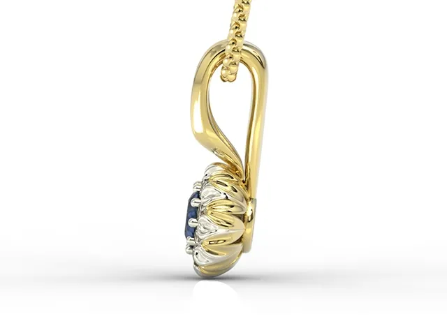 Wisiorek z żółtego i białego złota APW-42ZB-C z szafirem i cyrkoniami