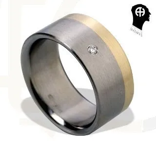 Pierścień z tytanu HADRYŚ "Sabina biczowana" 0,03 ct H/Si