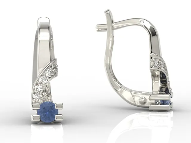 Kolczyki z białego złota z szafirami i diamentami JPK-66B