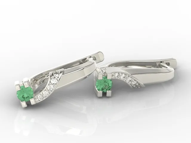 Kolczyki z białego złota ze szmaragdem i diamentami JPK-66B