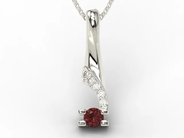 Wisiorek z białego złota z granatem i diamentami JPW-66B