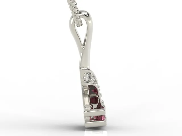 Wisiorek z białego złota z rubinem i diamentami JPW-66B