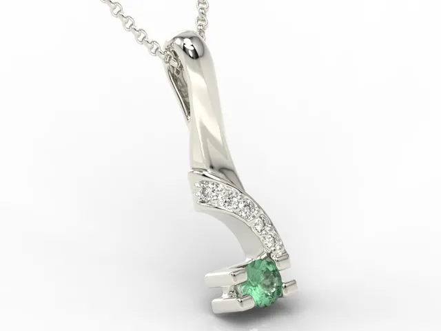 Wisiorek z białego złota ze szmaragdem i diamentami JPW-66B