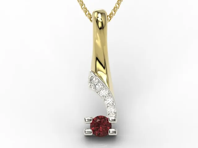 Wisiorek z żółtego i białego złota z granatem i diamentami JPW-66ZB