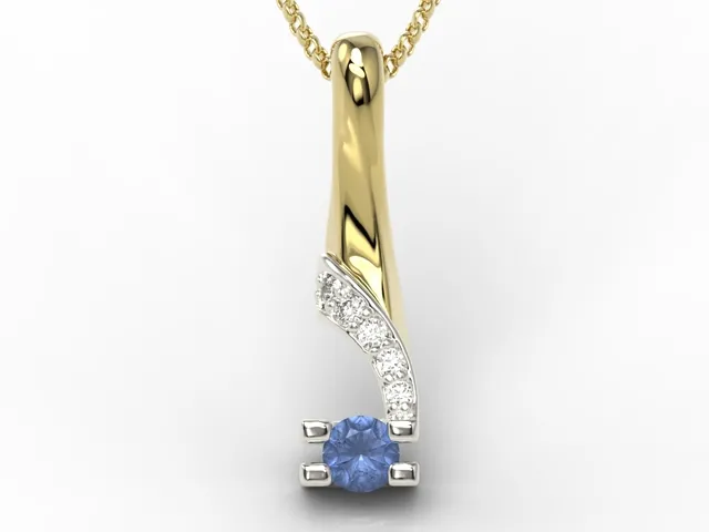 Wisiorek z żółtego i białego złota z szafirem i diamentami JPW-66ZB