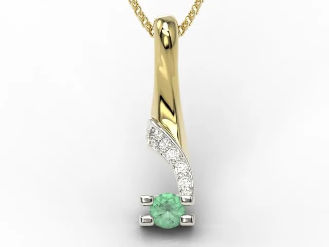 Wisiorek z żółtego i białego złota ze szmaragdem i diamentami JPW-66ZB