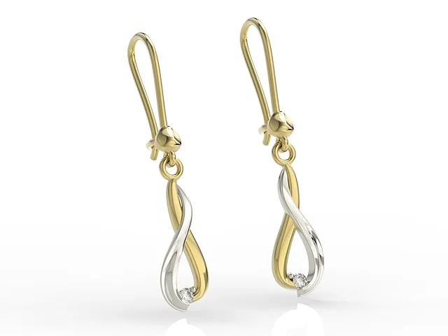 Kolczyki z żółtego i białego złota z diamentami APK-96ZB