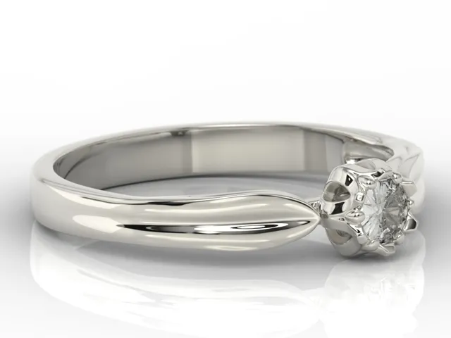 Pierścionek zaręczynowy w kształcie konwalii AP-4016B z białego złota z brylantem.