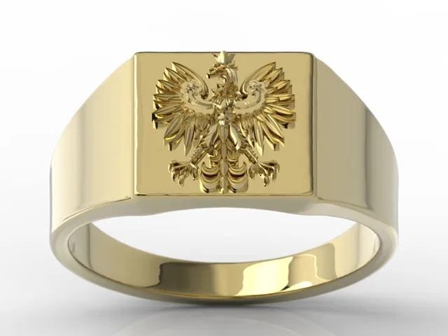 Sygnet z żółtego złota z wizerunkiem orła SJ-24Z