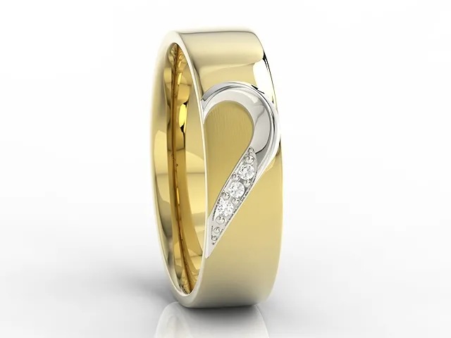 Obrączka damska z żółtego i białego złota z diamentami OB-01ZB