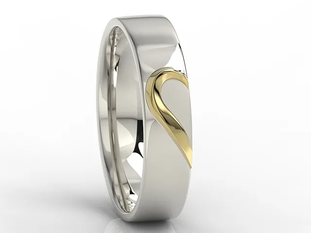 Obrączka męska z białego i żółtego złota OB-01BZ-R