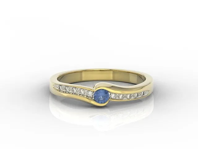 Pierścionek z żółtego złota ze szmaragdem i brylantami 0,05 ct wzór BP-3413Z-R