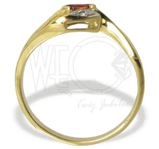 Pierścionek z żółtego złota z granatem i diamentami JP-34Z-R