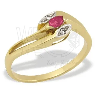 Pierścionek z żółtego złota z rubinem i diamentami JP-34Z-R