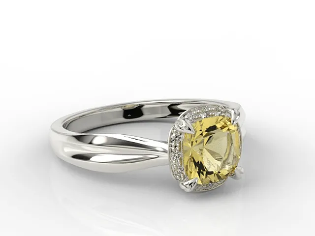 Pierścionek z białego złota z cytrynem i brylantami AP-45B