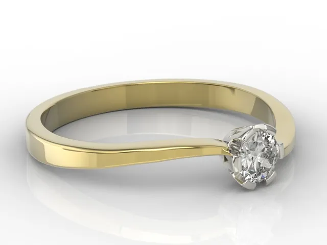 Pierścionek zaręczynowy z żółtego i białego złota z brylantem LP-8718ZB