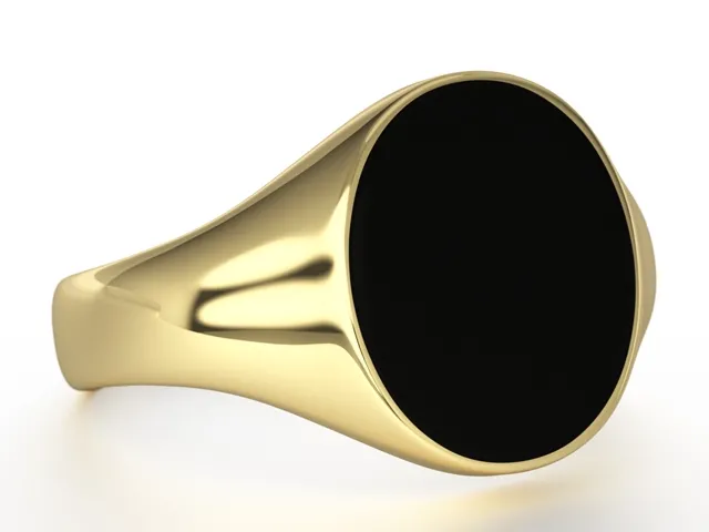 Sygnet z żółtego złota z owalnym onyksem SJ-28Z-ONY