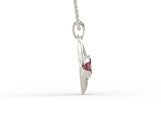 Wisiorek z białego złota z rubinem i diamentami 0,06 ct model APWm-80B