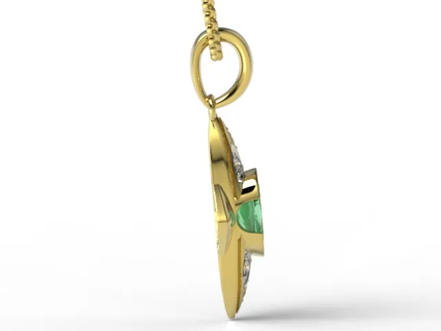 Wisiorek z żółtego złota ze szmaragdem i diamentami APW-80Z-R