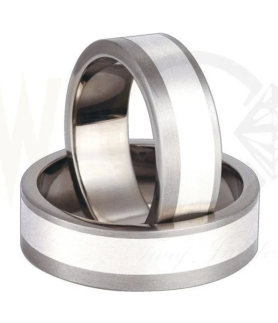 Obrączki ślubne z tytanu i srebra (para) SWTS-68/7