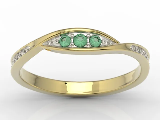 Pierścionek z żółtego złota ze szmaragdami i brylantami AP-97Z-R