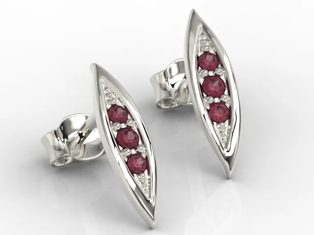 Kolczyki z białego złota z rubinami APK-97B